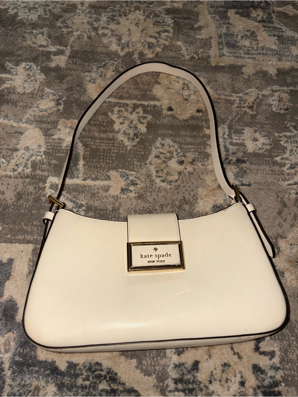 kate spade Cream Saffiano Leather Shoulder Bag with Gold Hardware